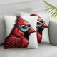 Ulloord Cardinal Bird with Green Leaves Decor Throw Pillow Cover Watercolor Bird Animals Theme Super Soft Rustic Pillow Cases Decorative Home Sofa Chair Car Office