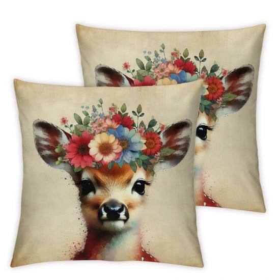 Ulloord Hopyeer Pillow Covers Pillowcases Floral Bloom Wreath Decorative Cute Animal Throw Pillow Case Cushion Cover Gift for Home Sofa Bedroom Couch Car ( Wreath)