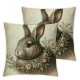 Ulloord Spring Cute Rabbit Bunny Throw Pillow Covers  Rabbit with Roses Flowers Wreath Art Print Cushion Cover Home Sofa Couch Bed Decor Pillow Case