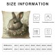 Ulloord Spring Cute Rabbit Bunny Throw Pillow Covers  Rabbit with Roses Flowers Wreath Art Print Cushion Cover Home Sofa Couch Bed Decor Pillow Case