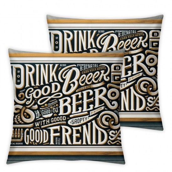 Ulloord Rustic Farm Funny Quote Pillow Covers Decorative Drink Beer Red Throw Pillow Case Cushion Cover with Words for Home Sofa Bed (Quote Beer)