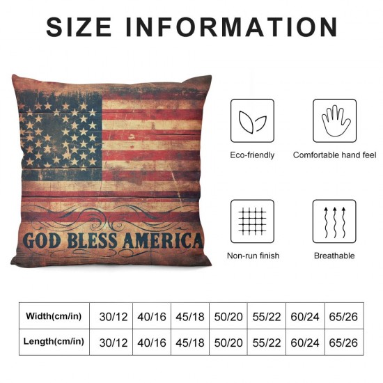 Ulloord Decor Throw Pillow Cases Words Outdoor Pillow Covers Patriotic Quote Cushion Cover Decorations for Sofa Couch (JD-Bless)