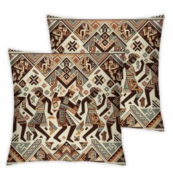 Ulloord Hopyeer Multicolor Ethnic African Tribal Totem Throw Pillow Cover Case  Burlap Square Pillowcase Decorative Rustic Cushion Case Covers for Sofa Couch