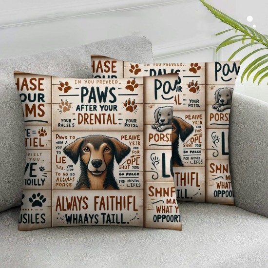 Ulloord Throw Pillow Covers Cushion Cover Dog Rules Chase After Your Dreams Dig Life Pillowcase Decorative Sofa Bedroom