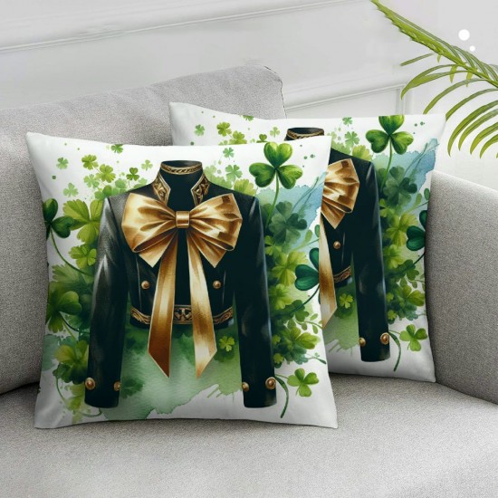 Ulloord Hopyeer Happy St Patricks Day Sister Gift Lucky Shamrocks Burlap Linen Throw Pillow Case Pillowcase Home Cushion Cover Sofa Decorative Square