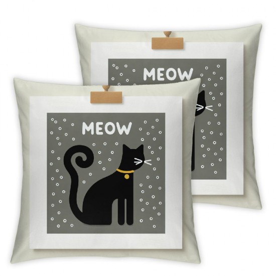 Ulloord Hopyeer  Throw Pillow Covers Cute Animal Pet Black Cat Design Pillowcase Rustic Wood Grey with You Had Me at Meow Words Standard Cushion Cover for Sofa Couch Lover Gift