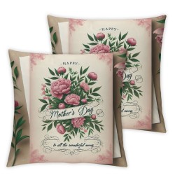 Ulloord Watercolor Flower with Happy Mother’s Day Throw Pillow Cover Pillowcase Decor, Mom Quote Words Spring Floral Bloom Sofa Bed Bedroom Home Decoration