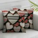 Ulloord Valentines Day Pillow Covers for Valentines Decor Stripes Wood Red Love Heart Valentines Day Throw Pillows Decorative Cushion Cases Home Decorations