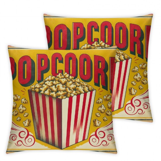 Ulloord Movie Cinema Throw Pillow Covers Retro Film Clapper&nbsp;Board Fresh Popcorn Quote Decorative Home Sofa Bed Pillow Cushion Case Cover