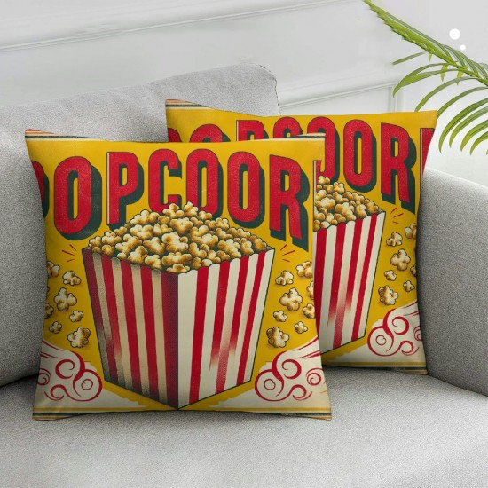 Ulloord Movie Cinema Throw Pillow Covers Retro Film Clapper&nbsp;Board Fresh Popcorn Quote Decorative Home Sofa Bed Pillow Cushion Case Cover