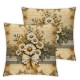 Ulloord Daisy Flowers Spring Summer Decoration Pillowcase, Farmhouse Garden Pillow Cover Home Outdoor Sofa Decoration, White Linen Cushion Cover