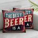 Ulloord Throw Pillow Covers Beer Quote Lettering Throw Pillows Cases Vintage with Red Cushion Cover Couch Car Holiday Decoration (The Best Beer is Open one)