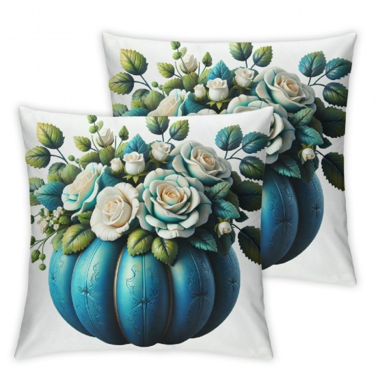 Ulloord Fall Harvest Decor Pillow Covers Thanksgiving Decorations Gray Blue Outdoor Autumn Farm Pumpkin Truck Throw Cushion Case for Home Couch