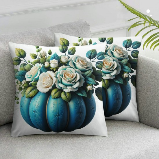 Ulloord Fall Harvest Decor Pillow Covers Thanksgiving Decorations Gray Blue Outdoor Autumn Farm Pumpkin Truck Throw Cushion Case for Home Couch