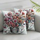 Ulloord Rustic Farmhouse Decor Pillow Covers Wooden Colorful Flower Blossom with Vase Bottle Art Decor Sofa Couch Pillowcase Cushion Cover