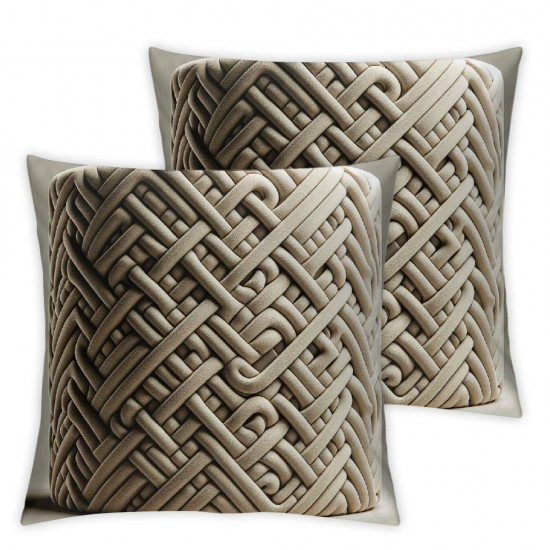 Ulloord  Throw Pillow Covers Corduroy  Cream Stripe Pattern Square Soft Cushion Covers for Couch Bedroom Sofa Living Room Bed Chair Solid