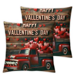 Ulloord Happy Valentines Day Pillow Covers Home Decor Pink Red Love Truck and Roses Wreath Throw Pillows Cushion Cove Cushion Cases for Sofa Bed (PR-Love")