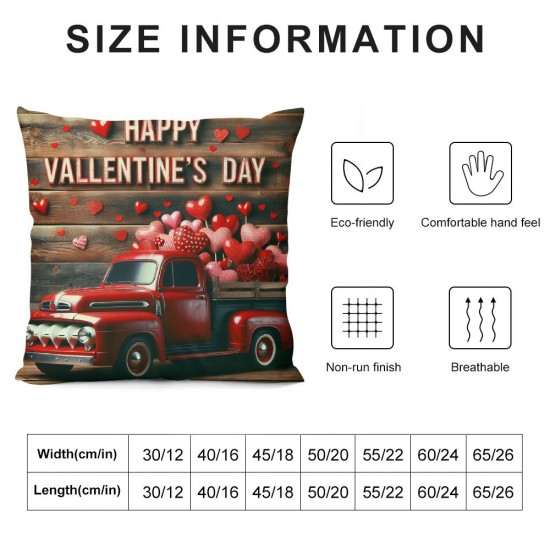 Ulloord Happy Valentines Day Pillow Covers Home Decor Pink Red Love Truck and Roses Wreath Throw Pillows Cushion Cove Cushion Cases for Sofa Bed (PR-Love")