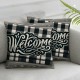 Ulloord Hopyeer Black and White Throw Pillow Covers Farmhouse Decor Square Pillowcase Rustic Words Welcome Quote Cushion Cover for Sofa