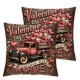 Ulloord Happy Valentines Day Pillow Covers Home Decor Pink Red Love Truck and Love You Arrow Roses Wreath Throw Pillows Cushion Cove Cushion Cases for Sofa Bed