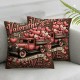 Ulloord Happy Valentines Day Pillow Covers Home Decor Pink Red Love Truck and Love You Arrow Roses Wreath Throw Pillows Cushion Cove Cushion Cases for Sofa Bed