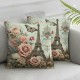 Ulloord Throw Pillow Covers Paris Eiffel Tower with Floral Butterfly Square Pillowcase for Home Decor Sofa Car Bedroom Pillow case