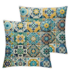 Ulloord Throw Pillow Cover Flower Blue Pottery Floral Design Cushion Case Home Decor Square Pillowcase (