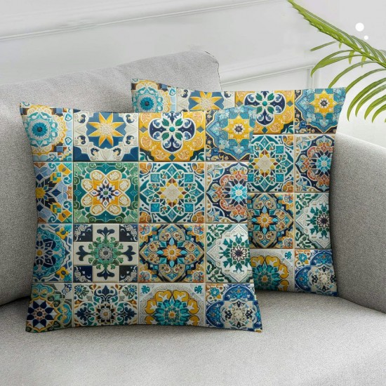 Ulloord Throw Pillow Cover Flower Blue Pottery Floral Design Cushion Case Home Decor Square Pillowcase (