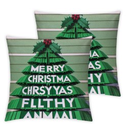 Ulloord Merry Christmas Ya Filthy Animal Throw Pillow Cover Christmas Tree with Funny Quote Decorative Pillow Case Farmhouse Holiday Xmas Cushion Cover for Couch Sofa,