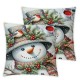 Hello Snowman Pillow Covers Bird's Nest Decor Linen Retro Holiday Throw Pillow Covers for Christmas Decorations (Snowman Theme