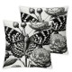 Halloween Skull Pillow Covers Square Decor Black with Flower Butterfly Decoration Throw Pillow Case Cushion Cover for Kitchen Sofa (Skull,