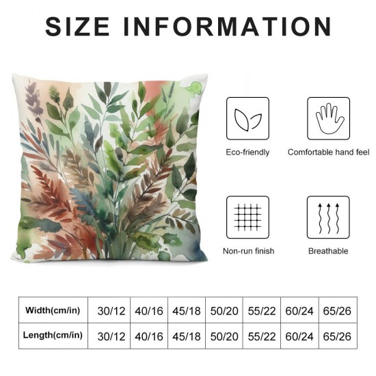 Ulloord Green Plant Leaf Pillow Covers Watercolor Eucalyptus Leaves Decorative Pillow Case Spring Summer Decorations for Home Sofa Couch