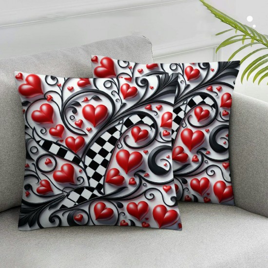 Red Pillow Cover Red Valentine's Day Throw Pillow Case Square Cushion Cover Sofa Couch Home Valentine's Day Decorations