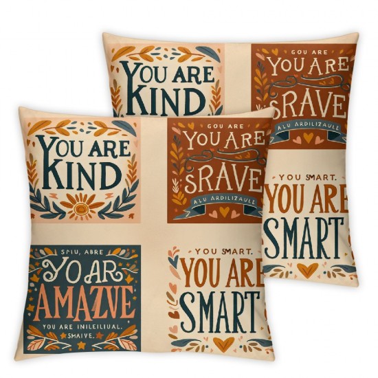 Ulloord Positive Sayings You are Beautiful Throw Pillow Covers ,Inspirational Quotes Decorative Pillowcase,Positive Decorations Cushion Case for Sofa Couch,Teen Girl Room Decor