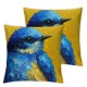 Ulloord Blue Robin Bird Pillow Covers Linen Vintage Yellow Sunflower Background Home Decorative Throw Pillow Case Cushion Cover for Sofa Couch Living Room Bedroom