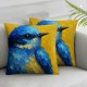 Ulloord Blue Robin Bird Pillow Covers Linen Vintage Yellow Sunflower Background Home Decorative Throw Pillow Case Cushion Cover for Sofa Couch Living Room Bedroom