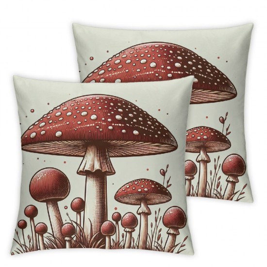 Ulloord Home Decorative Pillowcase Mushroom Series Spring Throw Pillow Case Square Super Soft Cushion Cover for Sofa Bed Chair Couch Living Room Decoration