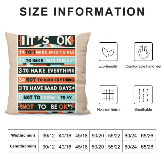 Ulloord Positive Sayings Today I Will Throw Pillow Covers ,Positive It's Ok to Decorative Pillowcases,Inspirational Decorations Cushion Cases for Sofa Couch