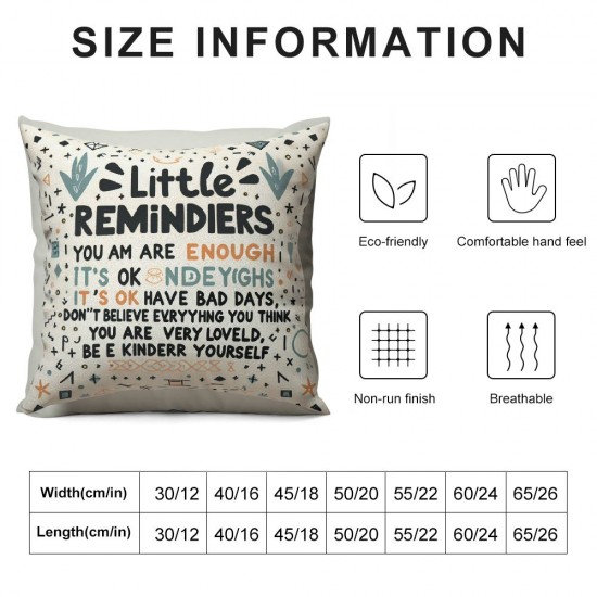 Ulloord College Student GiftsLittle Reminders Throw Pillow Covers,Little RemindersPillow CoversLittle Reminders Decorative Pillow Covers,College Dorm Decor,Gifts for College Students Girls