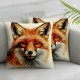 Ulloord Log Cabin Decor Fox Throw Pillow Cover Decorative Cushion Case Home Living Room Bed Sofa Car Linen Square