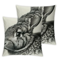 Ulloord Merry Christmas Cute Bunny Rabbit Burlap Throw Cushion Cover Pillowcase