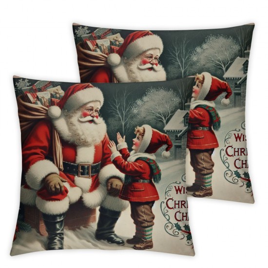 Ulloord Merry Christmas Red Burlap Throw Cushion Cover Pillow Cover