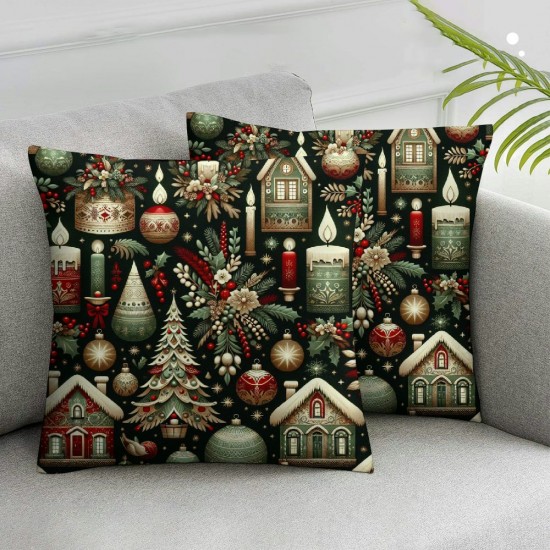 Ulloord Merry Christmas with Throw Cushion Cover Pillowcase