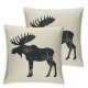 Ulloord Log Cabin Decor Vintage Fox and Moose Throw Pillow Cover  Decorative Cushion Case Home Living Room Bed Sofa Car Square