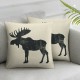 Ulloord Log Cabin Decor Vintage Fox and Moose Throw Pillow Cover  Decorative Cushion Case Home Living Room Bed Sofa Car Square