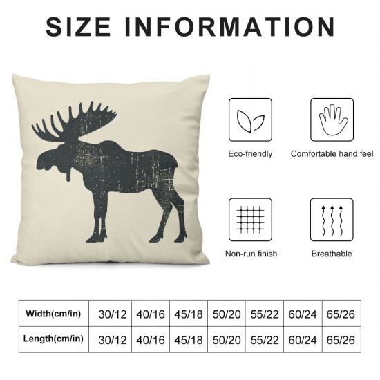 Ulloord Log Cabin Decor Vintage Fox and Moose Throw Pillow Cover  Decorative Cushion Case Home Living Room Bed Sofa Car Square