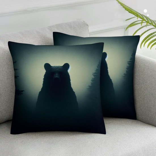 Ulloord Lodge Cabin Pillow Cover  Do Not Wake The Bears Design Home Sofa Decorative Throw Cushion Cover Furniture Square Printed Pillowcase Hidden Zipper