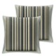 Ulloord Farmhouse Decorative Throw Pillow Covers Grey and Beige Striped Linen Trimmed Edge Pillow Cases for Couch Sofa Chair Bedroom ,Grey