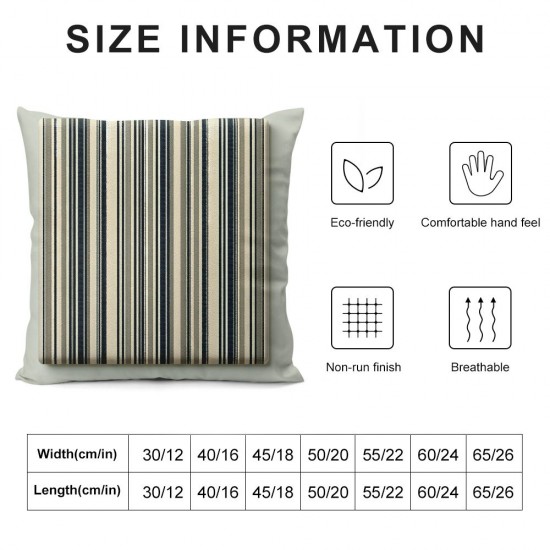 Ulloord Farmhouse Decorative Throw Pillow Covers Grey and Beige Striped Linen Trimmed Edge Pillow Cases for Couch Sofa Chair Bedroom ,Grey