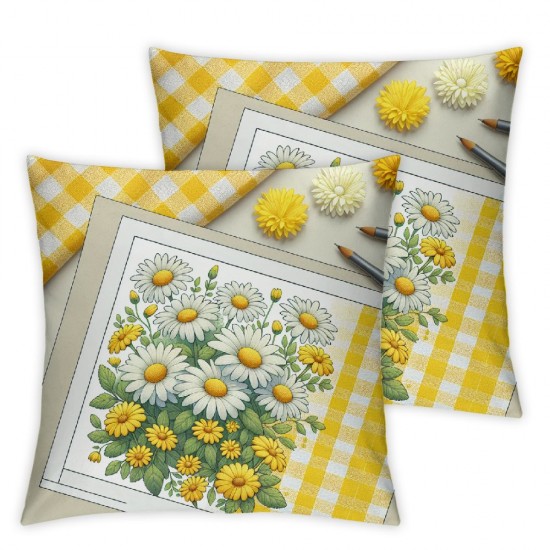 Ulloord Sunflower Pillow Covers Summer Floral Throw Pillow Case Yellow Flower Decorative Cushion Case for Holiday Home Indoor Outdoor Sofa Couch Office,